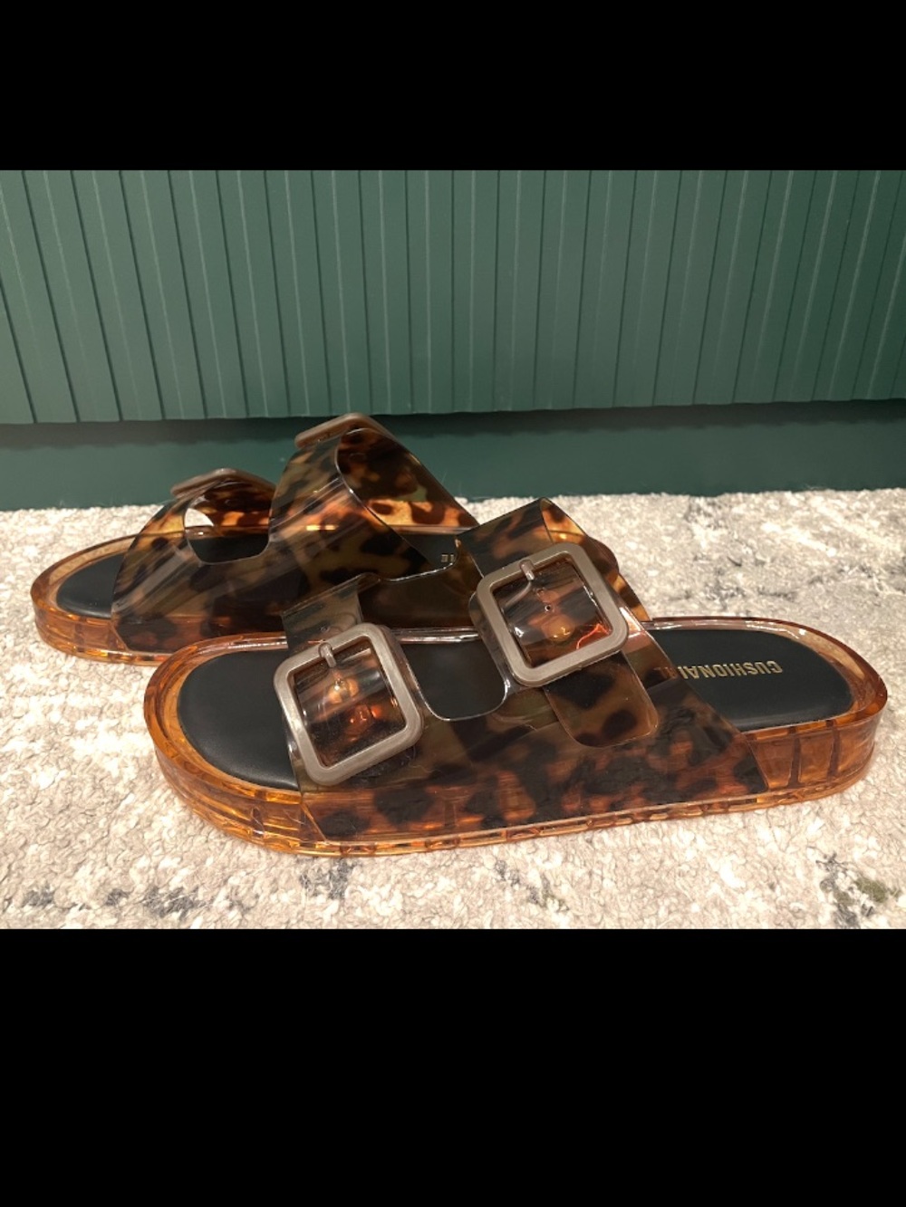 Cushionaire Pool Jelly Slide Sandals Women’s 10 Brown Tortie Clear Waterproof